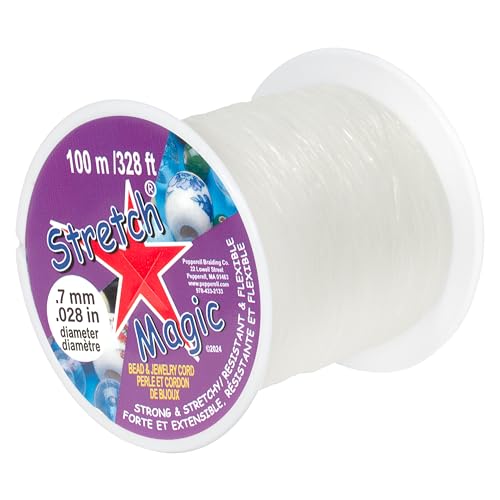 Stretch Magic Elastic Beading Cord – Clear Color, 0.7mm in Diameter, 100-Meter (328 ft) - Easy to Knot, Strong & Stretchy String for Making Beaded Jewelry - size: 0.7 mm, style: Clear - 100 Meter
