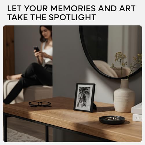Homeforia 4x6 Black Picture Frame, High-End Metal, 3x5 Mat, Glass | High End Aluminum, Tempered Glass, Acid-Free 3x5 Removable Mat, 4x6 in Edge-to-Edge Display 6x4, Wall Kit, Set Of 1 - color: Carbon Black, size: 4x6