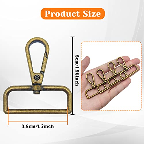 12pcs 1-1/2" Inside Diameter D Ring Lobster Clasp Claw D Ring Swivel Lobster Clasp Lobster Lanyard Clasp Keychain Clips Hook for Swivel Snap Fashion Clips,Jewelry,DIY Crafts Supplies(Antique Bronze) - color: 12pcs,1-1/2"