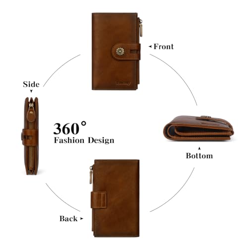 Full Real Leather Trifold Wallet for Women With RFID Blocking - color: a1-brown