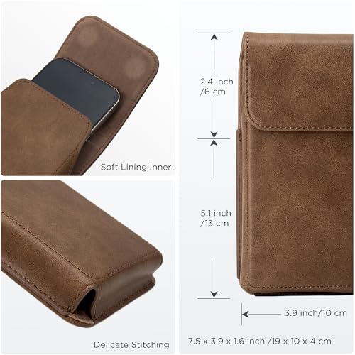 Holster for Galaxy S25 Ultra S24 Ultra S23 Ultra 5G Note 20 Ultra 5G Note 10+ Plus 5G, Premium Leather Pouch with Belt Clip Phone Holster Belt Case, Light Brown -XL - color: Light Brown, size: X-Large