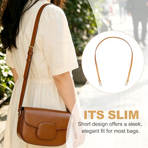 Genuine Leather Replacement Bags - Thin Short Shoulder Straps Genuine Leather Crossbody Strap, [for Handbag] - color: Orange, size: 23.6 Inch