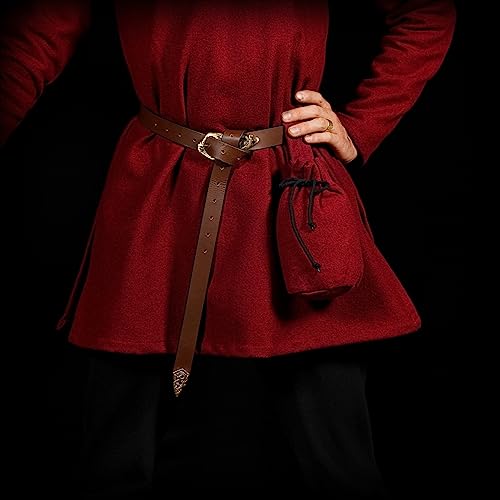 Drawstring Belt Pouch Renaissance Costume Accessories Jewelry Pouch - style: Cherry Red- 8" X 6.5"