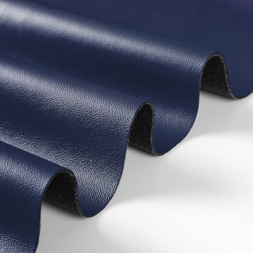 Marine Vinyl Fabric, Upholstery Faux Leather Fabric by The Yard, 0.95 mm Thick PU Leather Sheets for Sofa Chairs Handbags Hair Bows Earrings Crafts (1 Foot 12''X 54'', Blue) - color: Blue, size: 1 Foot