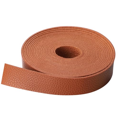 picheng Faux Leather Strap 1 Inches Wide Lychee Texture Leather Straps for Crafts, 200 Inches Long Faux Leather Strips - color: Brown - a