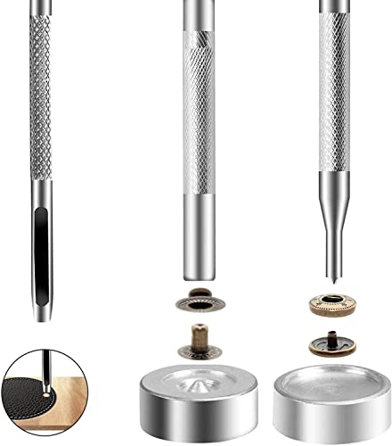 BetterJonny 24 Sets Heavy Duty Leather Snap Fasteners Kit, 12.5mm Metal Snap Buttons Press Studs Leather Rivets Snaps with 4 Setter Tools for Clothes Bracelet Jackets Jeans Antique Brass - color: Antique Brass, size: 12.5mm