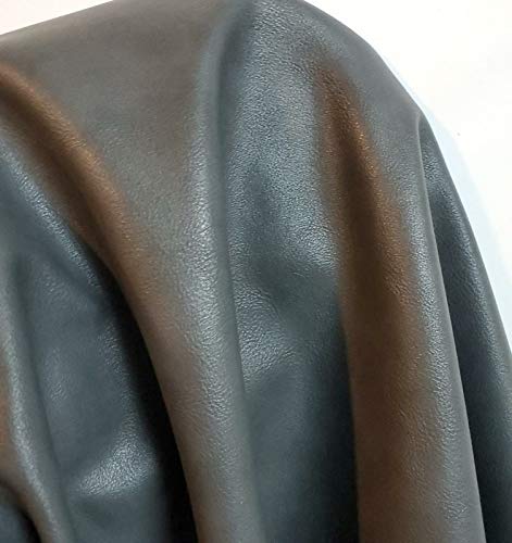 NAT Leathers 24 inch x 54 inch Vegan Faux Leather Fabric by The Yard Synthetic Pleather 0.9 mm Soft Smooth Upholstery 9 sq.ft. (24" x 54" -2/3 of Yard) (Dark Grey) - color: Dark Grey