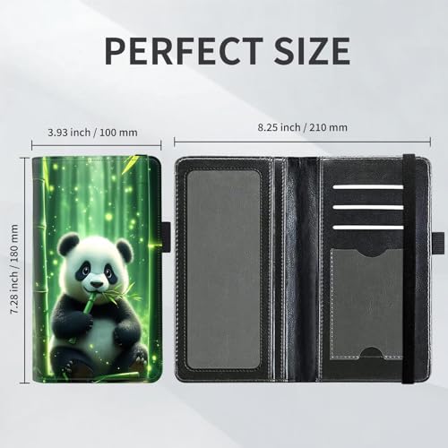 Checkbook Cover for Women and Men, RFID Blocking PU Leather Checkbook Holder Wallet Case with Elastic Strap & Multiple Card Slots, for Checks and Cards, Panda in Bamboo Forest - color: Panda in Bamboo Forest