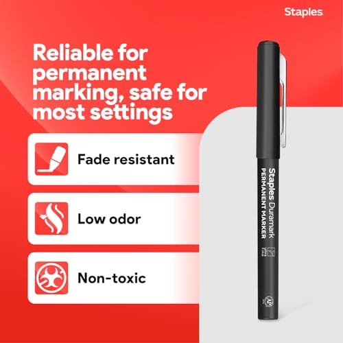 Staples Duramark Permanent Markers, Ultra Fine Tip, Black, 36-Pk | Precision markers for detailed writing, labeling, and office documentation. - color: Black, size: 36 Pack, style: Ultra Fine