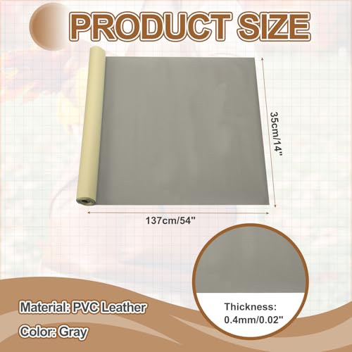 MECCANIXITY Leather Repair Patch 14"x54" Self-Adhesive Leather Vinyl Repair Tape Kit for Furniture Couches Sofa Chair Car Boat Seats Jackets, Gray - color: Gray