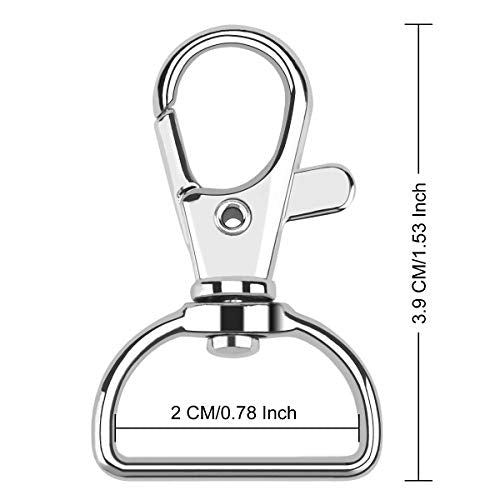 Enenes Swivel Clasp Hooks 30 PCS, 3/4 Inch Lobster Clasps with D Rings - color: Silver