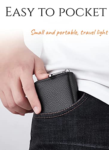 Credit Card Holder Genuine Leather Small Card Wallet (Black 11) | 11 Card Slots RFID Blocking Accordion Wallet with Zipper - color: Black 11