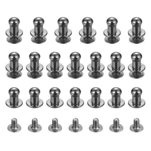 TIXIPEM 5mm Ball Head Stud Rivets Screw Back [20Pcs] - Metal Round Head Button Nipple Rivet Use for Bag & Belt & Handbag & Leather Craft & DIY Decoration - [Dark Silver] - color: Dark Silver, size: 5mm