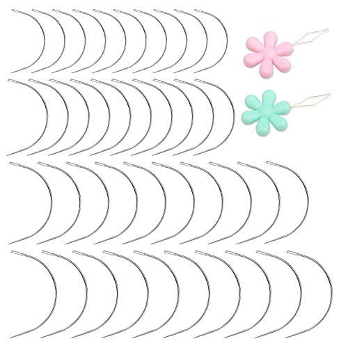 40 Pcs Curved Sewing Needles 4 Sizes commonly Curved Leather Quilting Needles Upholstery Weaving Needles Embroidery Needle for Leather Projects Carpet or Canvas Wig Making - style: 40Pcs-4 Sizes