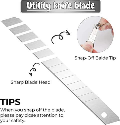 Gebildet 5pcs Professional Cutter - 9mm Snap Off Blades / 60 Degree Foil/Utility/Graphic Knife Set - Ideal for Foils, Wallpaper, Crafts, Cartons - color: Grey