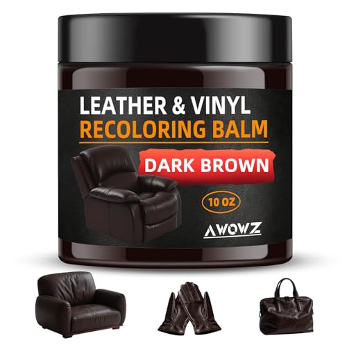 Leather Recoloring Balm - Scratch Repair & Color Restore Kit for Faded Leather, Leather Couch & Car Seats - 10OZ Leather Restorer Balm for Furniture, Auto Interior, Vinyl, Accessories (Dark Brown) - color: Dark Brown, size: 10 OZ
