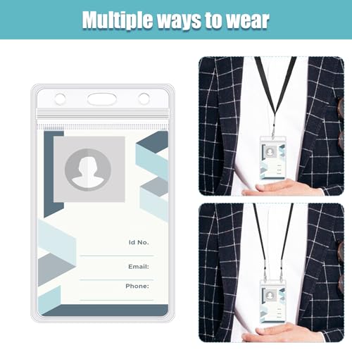 150 Pack Vertical Id Badge Holders, Clear Waterproof PVC, Resealable - size: 150 Pack