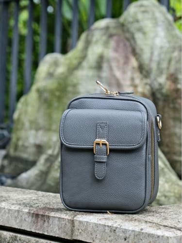 Leather Crossbody Bag for Women,Anti-Theft Messenger Bag with Large Capacity,Built-in Purse Card Slots Shoulder Sling Bag - color: Grey