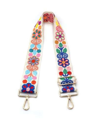 Embroidered Purse Straps Replacement Crossbody Wide Adjustable Bag Straps | Thick Purse Strap for Crossbody Bags,Extra Long Strap,Cross Body Straps for Handbags,Bag Straps for Tote Bags,Shoulder Straps - color: Flower 3