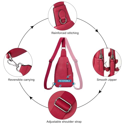 CLUCI Crossbody Bags for Women Men,Leather Sling Bag Cross Body Backpack for Woman Gifts for Women Birthday Unique - color: 1-1 Cherry