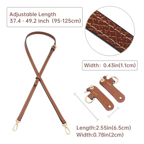 Purse Straps Replacement, Leather Handbag Crossbody Shoulder Strap Kit Adjustable for Mini Longcamp Tote Bag Women - color: Browcherry