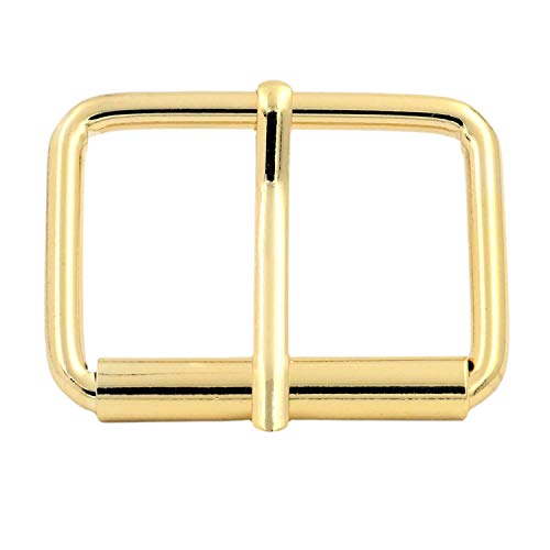 BIKICOCO Roller Buckle, 1-1/2'' x 1'' Heel Rolling Bar Buckles for Bags Leather Webbing Straps - color: Gold X 6 Pcs