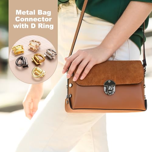M METERXITY Metal Bag Connector, Purse Suspension Clasp with D Ring for Purse/DIY Crafts Hardware Accessories - color: Cyan Light Gold