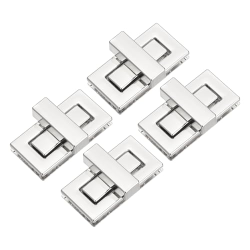 M METERXITY 4Pcs Purse Twist Lock (1.73 x 0.87 Inches, Silver)- Rectangular Purse Closure Twist Turn Lock Clasp Metal Clip Hardware Apply to DIY Handbag/Purse/Wallet/Leather Craft - color: Silver, size: 1.73 x 0.87"
