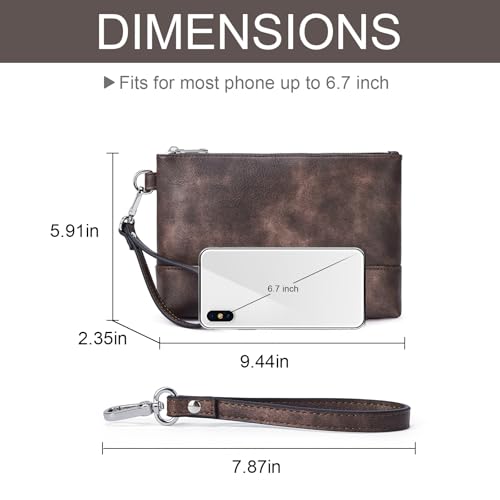 CLUCI Wristlet Wallet for Women Large Capacity Clutch Purse | PU Leather Wallet, Gift for Women Birthday - color: Coffee
