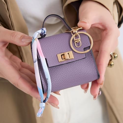 Coin Purse Mini Backpack KeyChain for Women Bag Charm for Earbuds - color: Purple