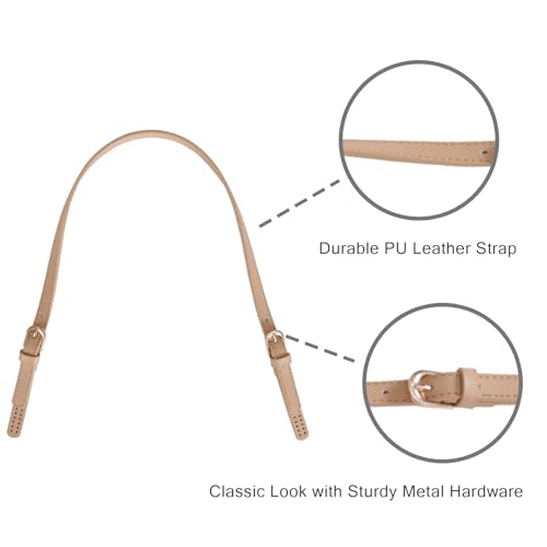 XIMEO 2 Pack Adjustable PU Leather Replacement Purse Straps with Buckles | Adjustable Length, PU Leather Material, Metal Buckles, Handbag Repair and DIY Projects - color: Beige