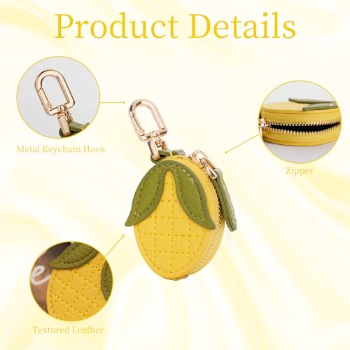 Fruit Coin Purse Bag Charm Keychain, Mini Charm Kawaii Leather Coin Purse Pouch Holder for Airtag Handbag Tote Wallet - color: Corn