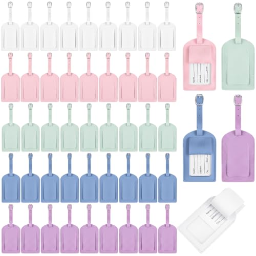Hillban 50Pcs Leather Luggage Tags for Suitcase,Wedding Favors - color: Colorful