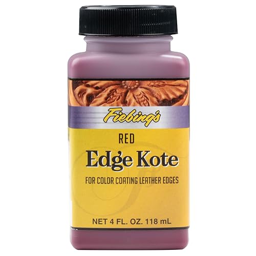 Fiebing's Edge Kote Leather Paint (4oz) - Edge Paint for Shoes, Furniture, Purses - Flexible, Water Resistant, Semi Gloss Color Coating Leather Dye to Protect Natural Edges (Red) - color: Red
