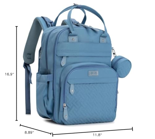 BabbleRoo Diaper Bag Backpack - Baby Essentials Travel Tote - Multi function Water Resistant Diaper Bag, Travel Essentials Baby Bag with Changing Pad, Stroller Straps & Pacifier Case - Light Blue - color: Light Blue, size: Large