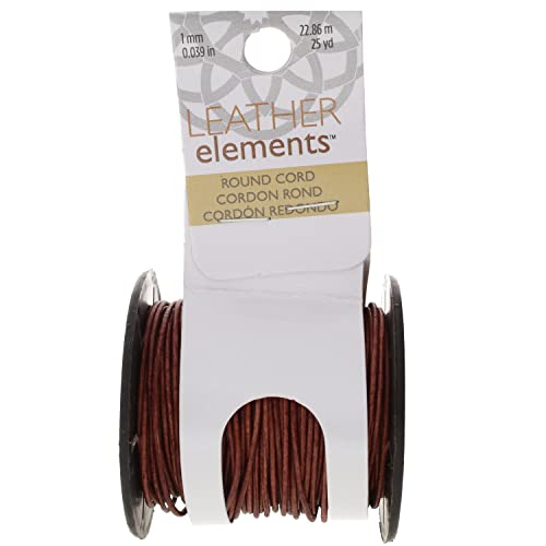 The Beadsmith Leather Cord – Dyed Antique Red Brown– 1mm Spool – 25 Yards/22.86 Meters – Indian Leather Thong Ideal for Braiding, Beading, Necklaces, Fine Lacing, Hair Accessories & DIY Jewelry Making - size: 1mm, style: Dyed Antique Red Brown – 25 Yards