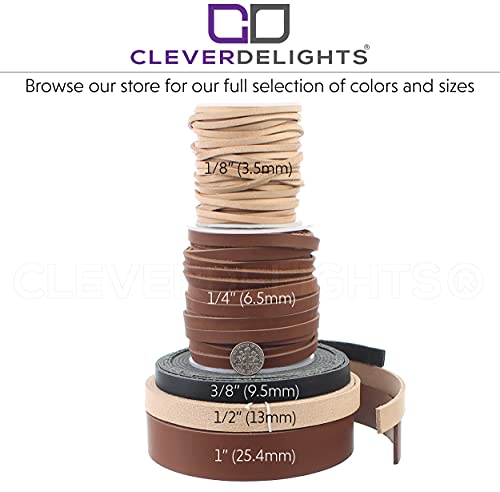 CleverDelights Black 3/8" Leather Strap - 7 Feet - 9.5mm Genuine Leather Strip