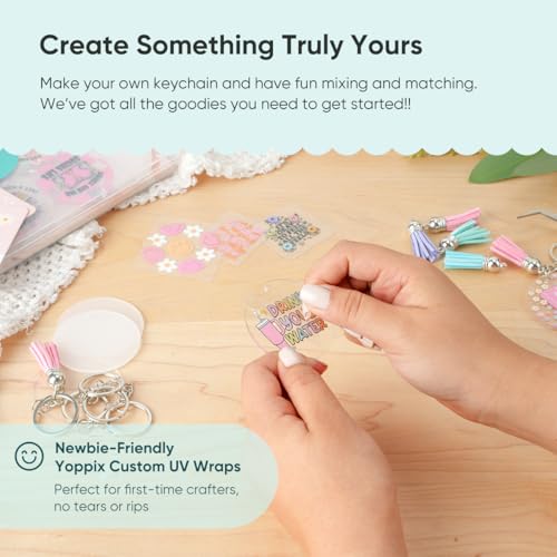 YOPPIX 140 PCS Acrylic Keychain Blank Set, Mama Double-Sided UV DTF Stickers Acrylic Keychain Making Kits for Vinyl DIY Craft Project - color: MAMA