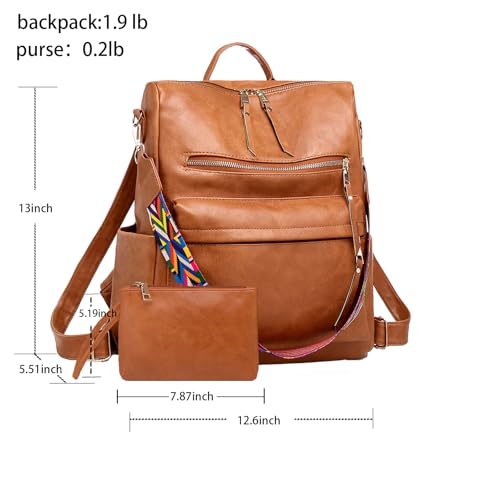 Women's Fashion Backpack Purse for Women Leather Multipurpose Design Ladies Shoulder Bag Travel bag Satchel Handbags - color: Brown-p