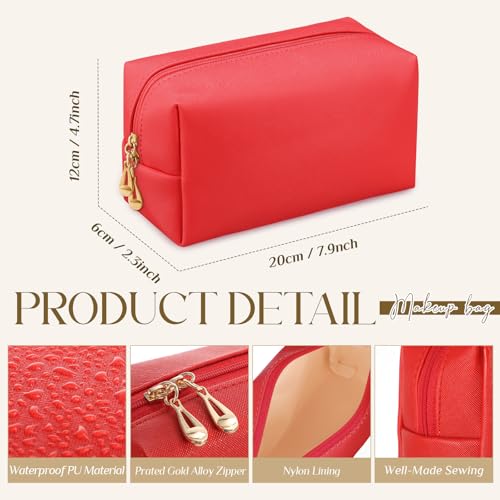 Sanwuta 9 Pcs Makeup Bags Bulk Toiletry Case,Red - color: Red