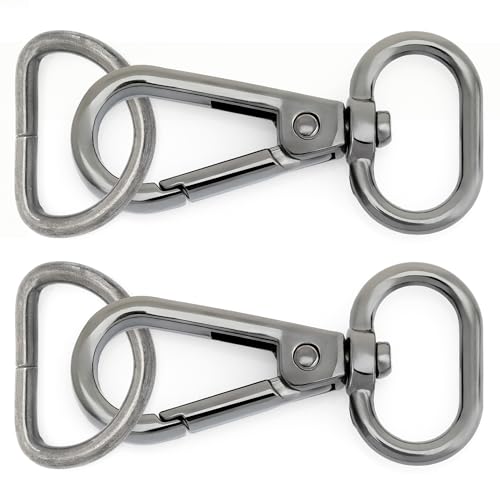 CRAFTMEMORE 10 Sets Gunmetal Snap Hooks Lobster Clasp Black Swivel Push Gate Fashion Clips with D Rings Craft FSD1 (3/4 Inch) - color: Gunmetal, size: 3/4 inch