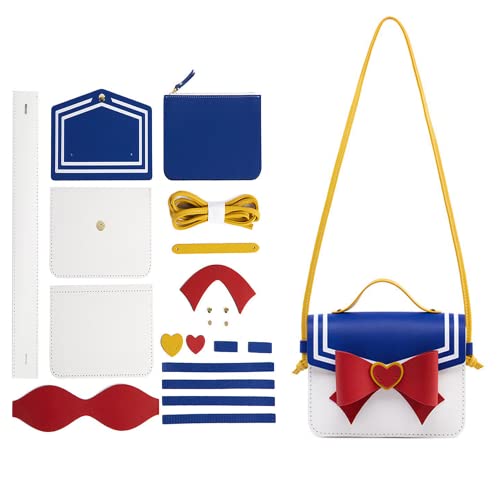 Bag Making Kit, Anime Sailor Cosplay Bowknot withTools, Shoulder Bag Kit | Purse Making Kit, Leather Anime Messenger,Kawaii Purse & Handbag, Accessories Bag Making Kits for Women, Semi-Finished