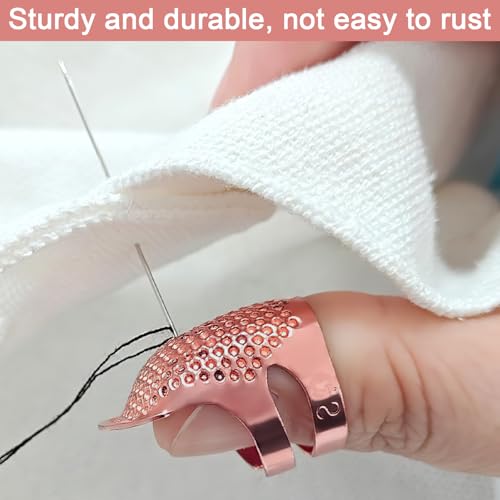1 Pcs Adjustable Metal Sewing Thimble Finger Protector Open Top Ring Thimble Fingertip Shield for Quilting Embroidery Hand Sewing Tool(Rose Gold, S) - color: Rose Gold|S