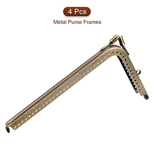uxcell Metal Purse Frames - 6.5" 4Pcs Rectangle Kiss Lock Clasp Frame Embossed Clutch Frame for Coin Purse Sewing Bag Making DIY Craft Bronze - color: Bronze, size: 6.5"