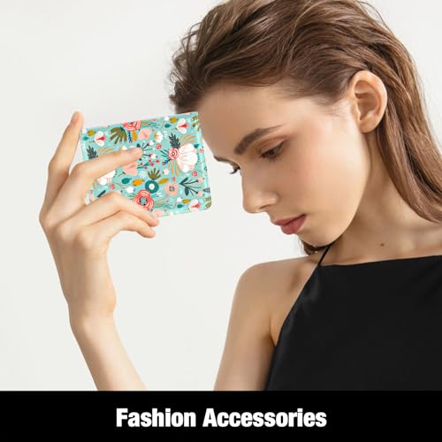 Rouidr Womens Wallet, RFID Small Slim Wallet for Women, Cute Bifold Leather Pocket Credit Card Holder Ladies Mini Purse with Zipper Coin Pocket & ID Window, Green Flowers - color: Green Flowers