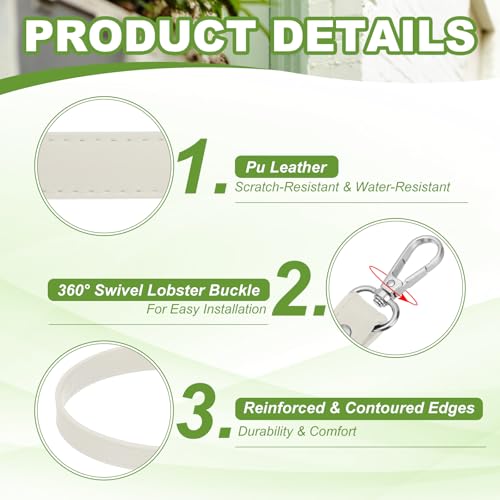 YELARXI Leather Purse Strap Replacement PU Short Bag Handles with Silver Lobster Buckles, 13 Inch Length Fit for Handbags Shoulder Bag Accessories - Rectangle (2Pack, White) - color: White/Silver, size: 13 inches
