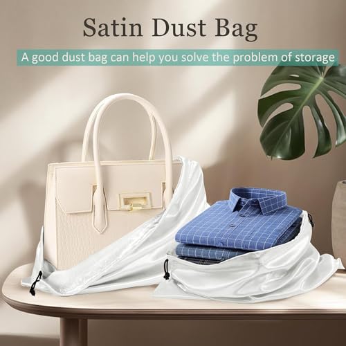 10 Pack Dust Bags for Handbags, Shoe Dust Bags for Purses, Silk Cotton Purse Cover Storage Bag(White, M-19.6 × 15.7 in) - color: White-10pcs, style: M-19.6 × 15.7 in