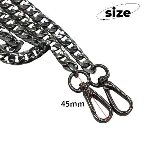 55" Black Heavy Duty Flat Iron Chain Purse Strap for Purse Handbag | Adjustable replacement shoulder strap, Flat Chain Strap with Connectors, universal accessory fit purses handbags (Gun-Black) - color: Gun-black