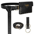Renaissance Belt Pouch Medieval Pirate Costume Accessories Set for Cosplay | Viking Faux Leather Waist Bag, Skirt Hike Clips, Perfect for Women and Men Ren Faire, LARP, Fantasy, Halloween - color: Black-J