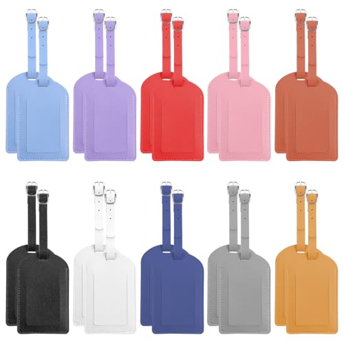 20 Pcs PU Leather Luggage Tags for Suitcases PU Leather Name ID Labels Privacy Luggage Tags for Travel Bag Case, Multicolor